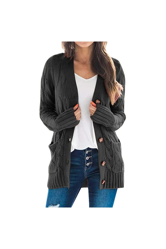 Womens Open Front Boho Long Patchwork Knit Cardigan with Pockets and Long Sleeves for Women Z1104C-Dark Gray,XXXL