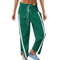 thumbnail image 1 of GPOECD Womens Pants Casual Loose Fit Drawstring Trousers with Contrast Side and Pockets Street Style Drawstring Pants Women Green,M, 1 of 5