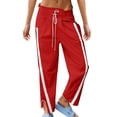 thumbnail image 1 of GPOECD Womens Pants Casual Loose Fit Drawstring Trousers with Contrast Side and Pockets Street Style Drawstring Pants Women Red,L, 1 of 5