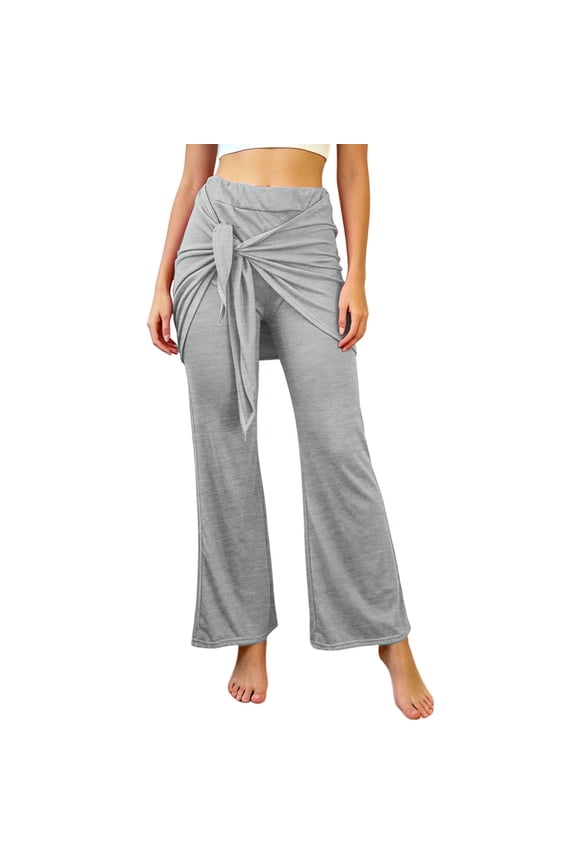 Womens Pants High Waisted Control Trousers with Pleated Design Layered Casual Style for Tunic Tops Straight Leg Pants Women Light Gray,S