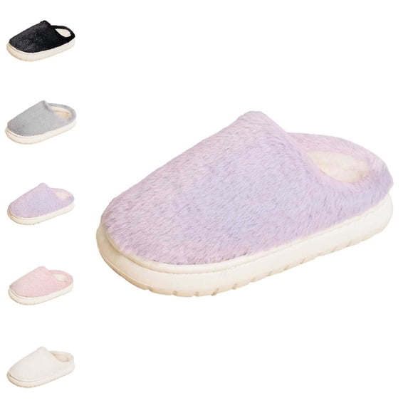 GPOECD Fuzzy Slippers Women Cozy Fleece Lined Indoor Outdoor Winter Warm Soft Comfortable Slip-On Shoes for Men and Women House Slippers