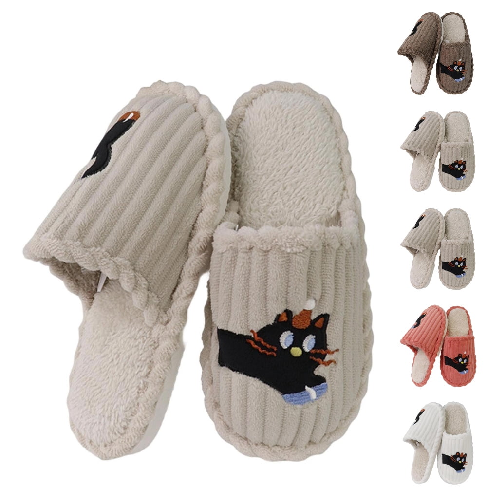 GPOECD Womens Slippers Women Cute Cat Pattern Closed Toe Indoor Outdoor ...