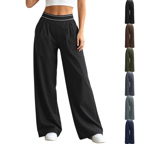 GPOECD Yoga Pants for Women Effortless Wide Leg Joggers with Slim Fit and Seamless Comfort Versatile Casual Trousers for Yoga and Daily Wear Wide Leg Sweatpants Black,S