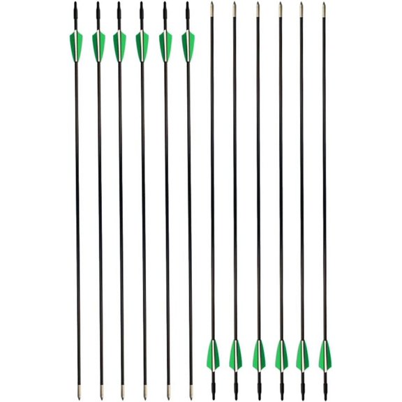 GPP Archery Beginner's First Arrows (30" Fiberglass Target Archery Arrows) - 12 Pack,Green