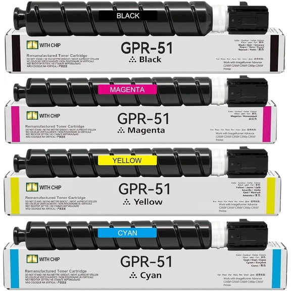 GPR-51 GPR51 High Yield Toner Cartridge 8516B003 8517B003 8518B003 8519B003 Replacement Compatible for Canon ImageRunner Advance C250if C255if C350if C350p C355if (Black Cyan Magenta Yellow)