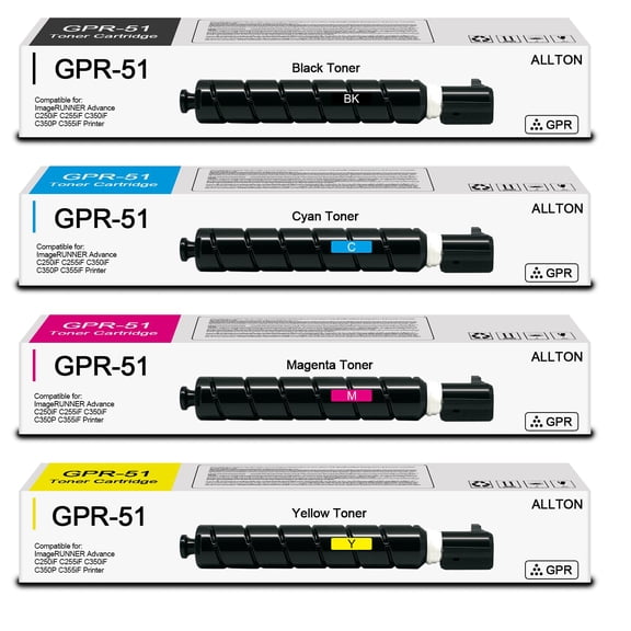 GPR-51 GPR51 High Yield Toner Cartridge Compatible Canon GPR51 8516B003AA 8517B003AA 8518B003AA 8519B003AA Replacement for Canon ImageRUNNER Advance C250iF C255iF C350iF C350P C355iF Printer(4-Pack)