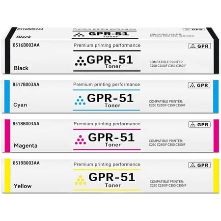 GPR-51 GPR51 Toner Cartridge Compatible for Canon for ImageRunner Advance C250if C255if C350if C350p C355if Printer(4Pack)
