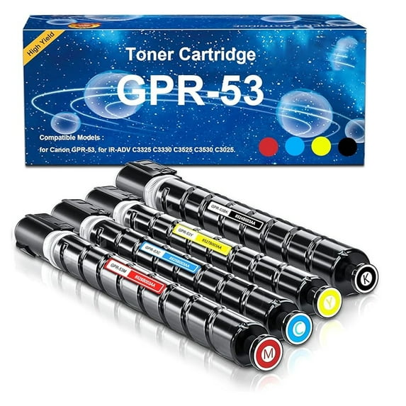 GPR-53 GPR53 Toner Cartridge High Yield Replacement for Canon GPR53 Toner iR-ADV C3325i C3330i C3525i C3530i C3025i C3725i C3730i C3826i C3830i C3835i Printer (Black Cyan Magenta Yellow)