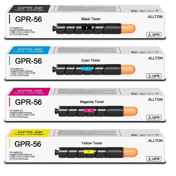 GPR-56 GPR56 Toner Cartridge Compatible Canon 0098C003AA 0999C003AA 1000C003AA 1001C003AA Toner Replacement for Canon ImageRunner Advance C7565 C7570 C7580 C7765 C7770 C7780 Printer(4-Pack)
