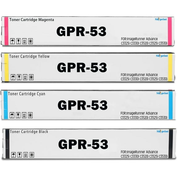 GPR53 GPR-53 Toner Cartridges Compatible for Canon ImageRunner Advance C3325i C3330i C3520i C3525i C3530i Printer.GPR53 Black Cyan Yellow Magenta