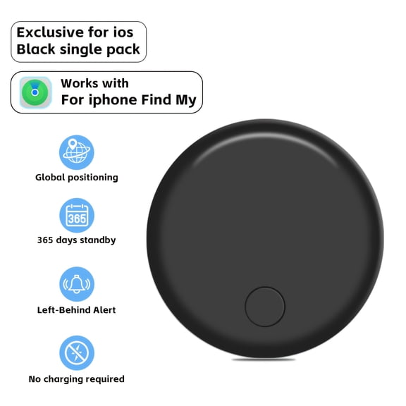 GPS Anti-Lost Tracker Works with Apple Find My Network, Live Real-Time Tracking, Long Battery Life & Proximity Alerts, iOS Only Locator for Pets Keys Luggage Belongings
