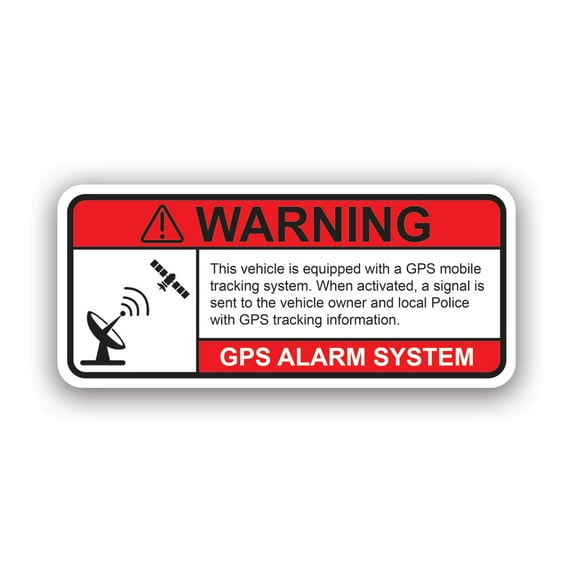 GPS Anti Theft Vehicle Security Warning Alarm Sticker Decal - Self Adhesive Vinyl - Weatherproof - Made in USA - global positioning satellite thieves stolen warning notice