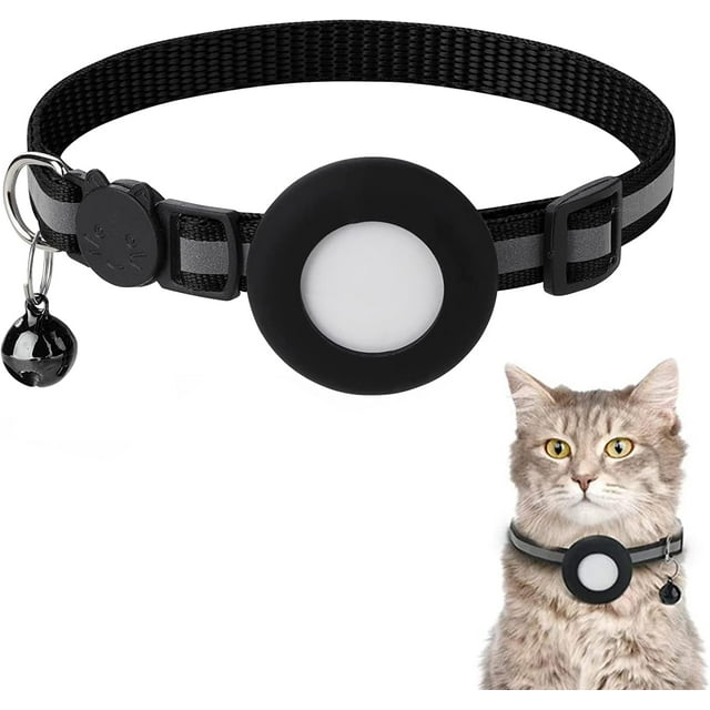 GPS Cat Collar with Holder Reflective, Adjustable Collar with Bell
