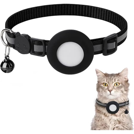 GPS Cat Collar with Holder - Reflective, Adjustable Collar with Bell - Lightweight Tracker for Cats, Kittens, and Puppies - Find Your Feline with Cat GPS