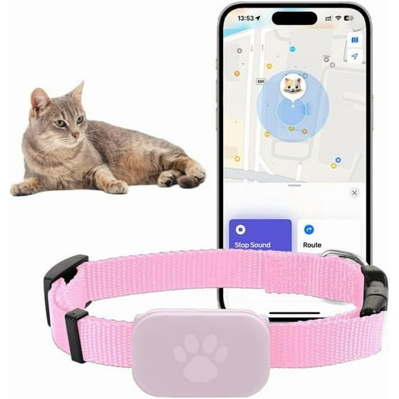 GPS Cat Tracker, Unlimited Range Waterproof Cat Tracker GPS Collar, Helps Locate Your Cat, for Kittens, No Monthly Fees, for Apple Find (Compatible with iOS/Android),PK