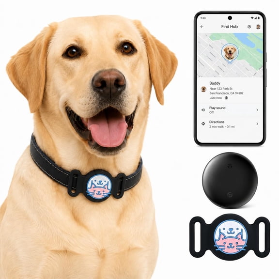 GPS Collar for Dogs, Pet Tracker for Dogs (Android Only), Waterproof Smart Tag Compatible with Google Find My, No Monthly Fee, Dog GPS Tracker Collar for Small Large Dogs (Android Tracker for Dog)