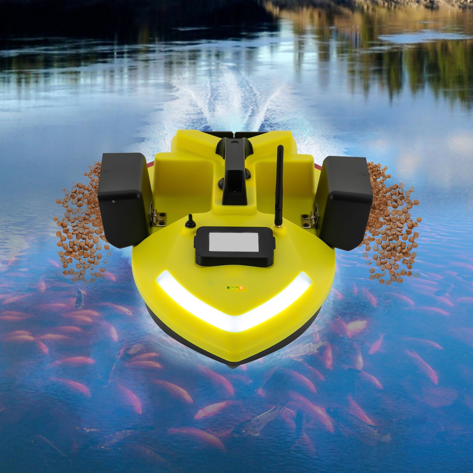 GPS Controlled Fishing Bait Boat with Dual Motors, 1640.42ft Remote Control Distance, Automatic Return, 5200mAh Battery, Waterproof