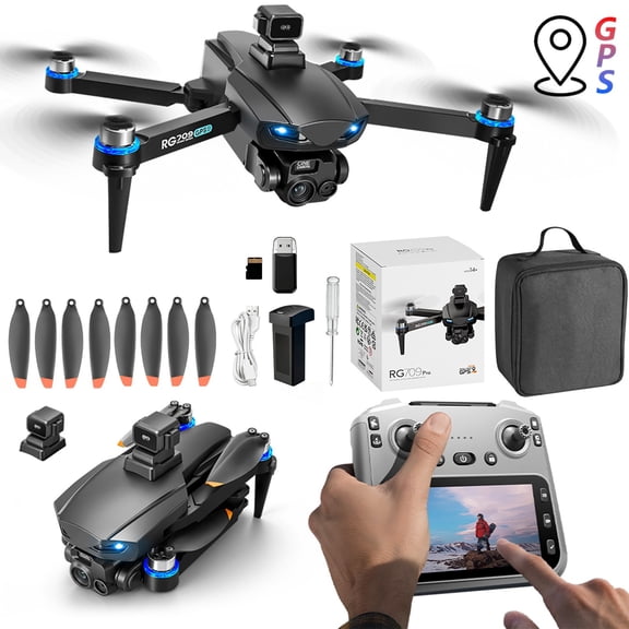 GPS Drone With 1080P Camera 4.5 Inches Screen Remote Control Brushless Motor And Cool Lights Drones 5G RC Quadcopter 500m (1680ft) Control Range LED Lighting & 25‑Minute Flight