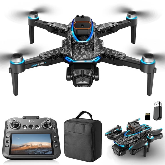 GPS Drone with 4.5 Inch Screen, Folding Body, 360掳intelligent obstacle avoidance, Brushless Motor And Cool LED Lights Drones with Storage Bag, Remote Control Toys Gifts