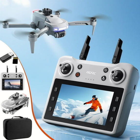 GPS Drone with 4.5" Screen Remote, 5G FPV Transmission and Brushless Motor, 500m Range Quadcopter with Obstacle Avoidance, Auto Return Home and Spray Function for Teens Adults Outdoor Flying