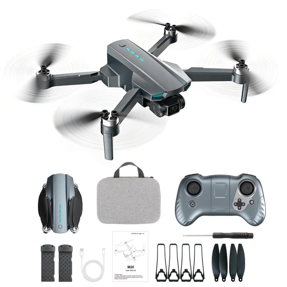 SUNNYBAY Drone with Camera for Adults 4K, Foldable FPV Quadcopter, Brushless Motor, Under 249 g, Optical Flow LED Night-Light, Smart Selfie Mode