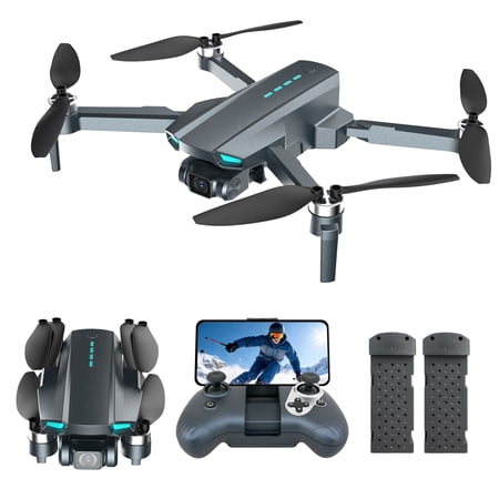 SUNNYBAY Drone with Camera for Adults 4K, Foldable FPV Quadcopter, Brushless Motor, Under 249 g, Optical Flow LED Night-Light, Smart Selfie Mode