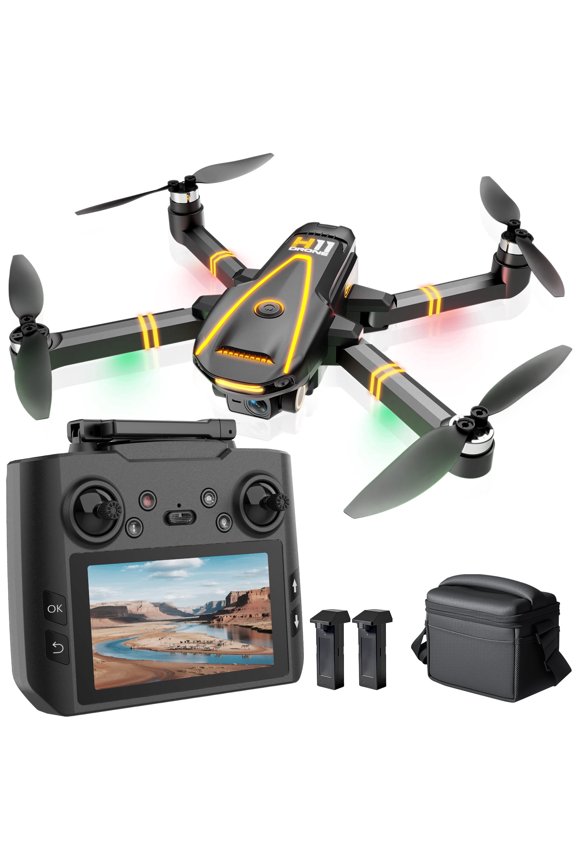 GPS Drone with 4K Camera,RC Drones with 4.5 inch HD Screen on Controller,Auto Return,2 Batteries for 45 min Flight Time,Long Range Transmission,Circle Fly and Follow Me Mode,Foldable Quadcopter