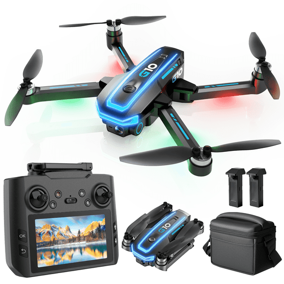 GPS Drone with 4K HD Camera for Adults4.5 inch HD Screen on Remote Controller Follow MeFPV RC Drones with Auto Return2 PCS Batteries for Long Flight TimeEasy Fly Quadcopter for Beginners