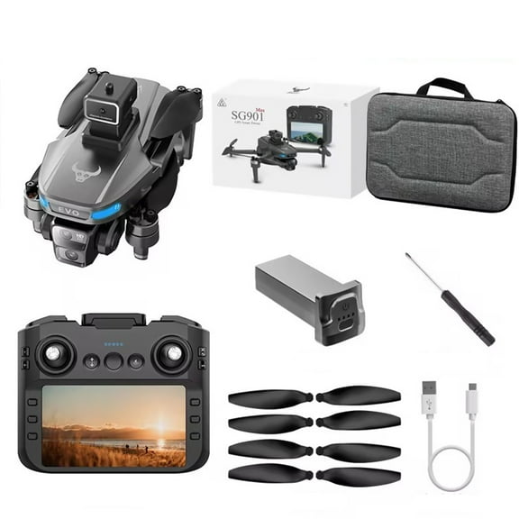 GPS Drone with 5.9 Inch Screen Remote Control Brushless Motor And Cool Lights Drones 5G RC Quadcopter Altitude Hold Obstacle Avoidance for Kids Adults Gifts Black