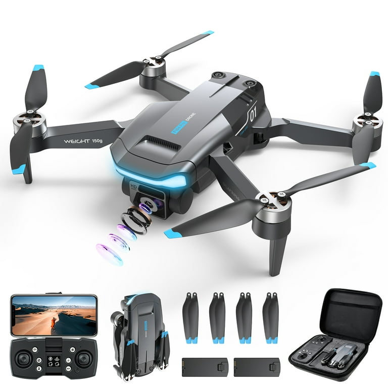 GPS Drone F194 with Camera for Adults 4K , AUOSHI Foldable Drone for  Beginners with Auto Return Home, Optical Flow Positioning, Follow Me,  Brushless Motor, 2 Batteries 