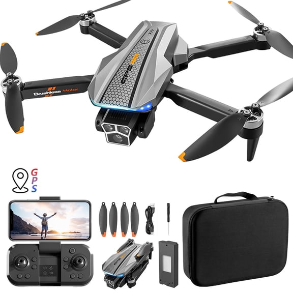 GPS Drone with 1080P Camera for Beginners, Brushless Motor with Obstacle Avoidance, Auto Return Home, Follow Me Mode, Foldable Design and Long Range