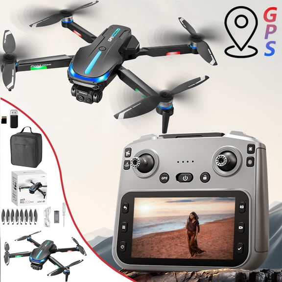 GPS Drone with 5.6" Screen Remote, 2K Camera, 5G Brushless Quadcopter, 20-Min Flight, 500 m Range, Airdrop & LED, Ideal Gift