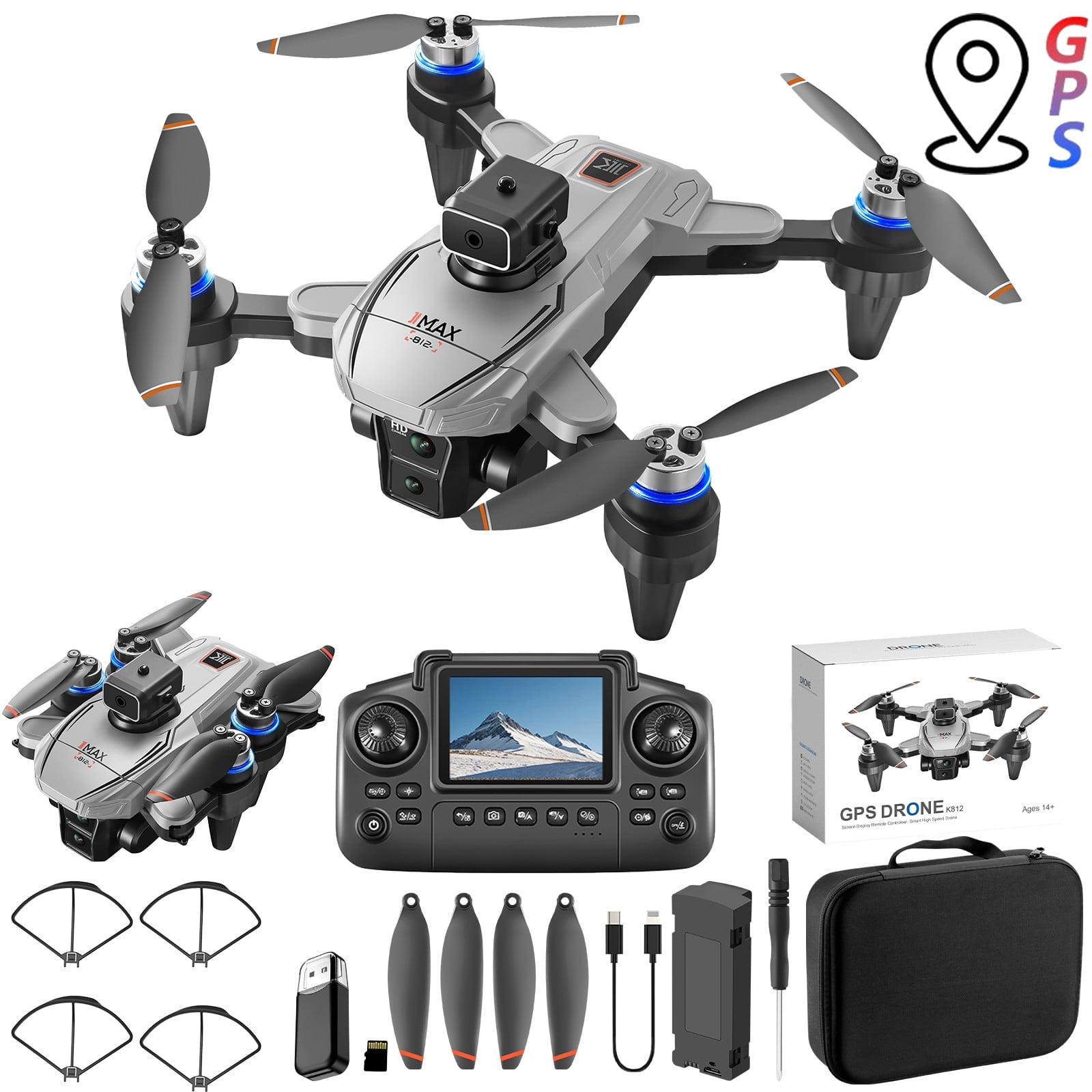 GPS Drone with Camera and Screen Remote Control, Brushless Motor, Obstacle Avoidance, 18 Min Flight Time for Beginners and Adults