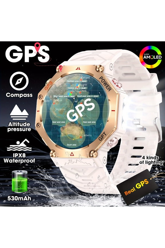 GPS & GPT Smart Watch, AMOLED Ultra-Clear Screen, Wireless Call, 100+ Sports Modes, Calorie/Step Tracker, Apple & Android Compatible, Festival Gift