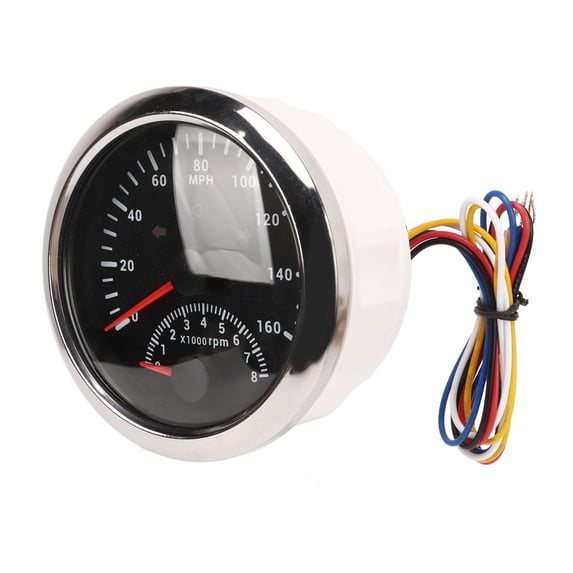 GPS Marine Speedometer with 8000 RPM Tachometer - 85mm Digital Gauge for Boat, ATV, and Vehicles - Black Dial, 0-160 MPH