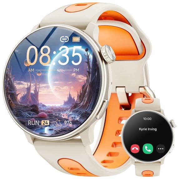 GPS Men's Women's Smart Watch 1.43-inch with Compass/3ATM Water Resistance/Wireless Call & Message Reminder/100 Sports Modes, compatible with Android and iPhone Devices