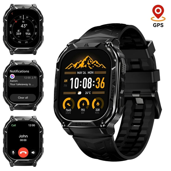 GPS Men's/Women's Sports Smartwatch, 100M Water Resistant, 1.96-inch AMOLED Display