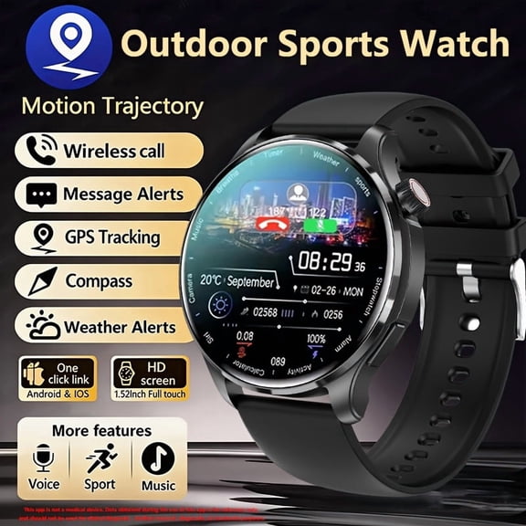 GPS Motion Trajectory Smart Watch For Men, 360*360 HD Screen AI Voice Wireless Call NFC Smartwatch For Men Fitness Tracker, Compass Fashion Sports Watch For Men Women Smartwatch