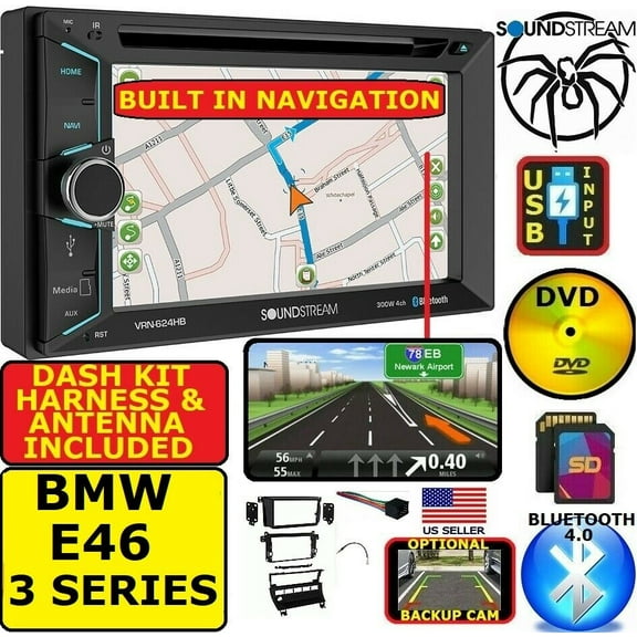 GPS NAVIGATION SYSTEM BLUETOOTH USB/SD CD/DVD CAR RADIO STEREO PKG