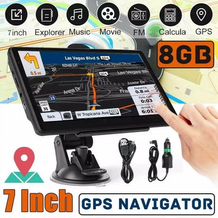 GPS Navigation 7 inch Touch Screen Car GPS 256MB-8GB, Voice Turn Direction Guidance, Support Speed and Red Light Warning, Pre-Installed North America Lifetime map Free Update Latest Map