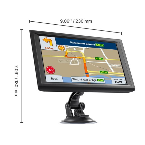 GPS Navigator for Car, 9 inch Touch Screen 16GB GPS Navigation System with Built-in Dash Cam, Voice Turn-by-Turn Guidance, Speed and Red Light Warning