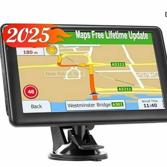 GPS Navigator for Car Truck, GPS Commercial Drivers 2025 Trucker GPS for Semi Truck with 7 in GPS Navigation Systems(Map Free Lifetime Updates), Voice Assist, Speed Limit Warnings