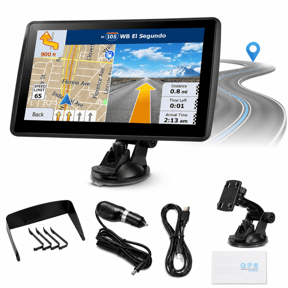 GPS Navigator for Car Truck RV, 7 Inch HD Touchscreen Vehicle Navigation System with Latest North America Maps, Lifetime Free Updates, Voice Guidance, Custom Truck Routing, Speed & Red Light Alerts