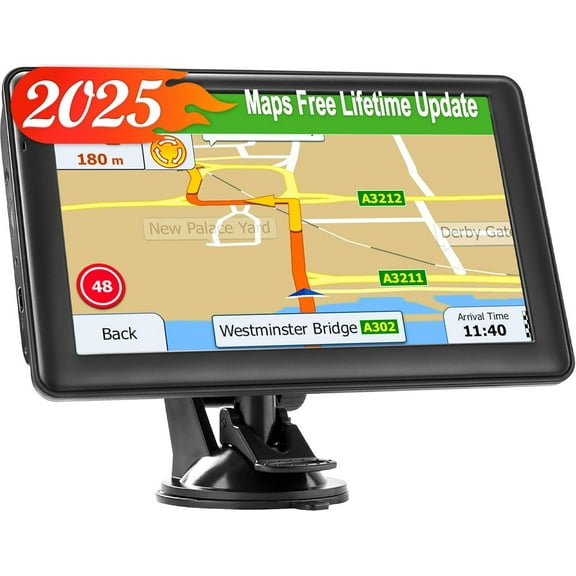 GPS Navigator for Car Truck Semi Truck with 7 In GPS Navigation Systems, Voice Assist, Speed Limit Warnings, Black