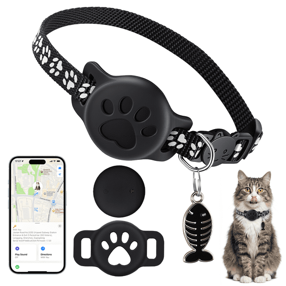 GPS Pet Tracker Collar for Cats & Dogs, Real-Time Smart Pet Finder, No Monthly Fee, IP68 Waterproof, 365-Day Battery, Compatible with iOS & Android