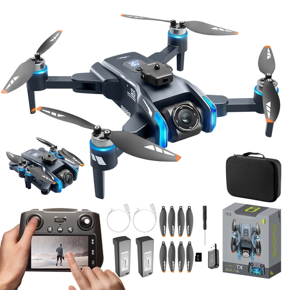 GPS Remote Control Drone, HD Dual Cameras, 5.9-inch Large Remote Control Screen, Foldable Quadcopter, Optical Flow Positioning, Takeoff Weight Under 249g, Brushless Motor, 2 Batteries + Carrying Bag