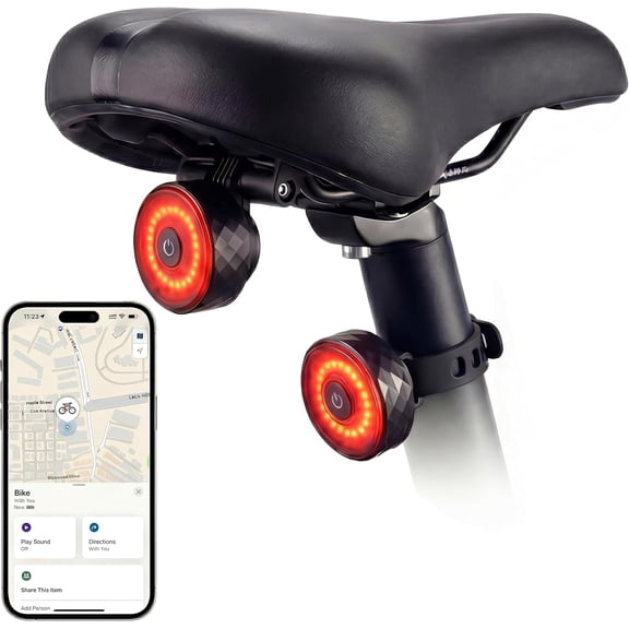 GPS Tracker for Bikes with Tail Light, Real-Time & Anti-Theft Bicycle Locator, No Monthly Fee/No SIM Card, Works with iOS Find My, 5 Light Modes, IP65 Waterproof,Bicycle Safety Light for Night Riding