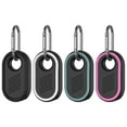 thumbnail image 1 of GPS Tracker Holder, 4 Pack MOWYEOK Compatible Samsung Galaxy Smarttag2 Silicone Case with Key Ring, Anti-Slip Pattern on Side, Suitable for Keys, Wallet, Luggage（Black+White+Pine Green+Rose Red）, 1 of 7