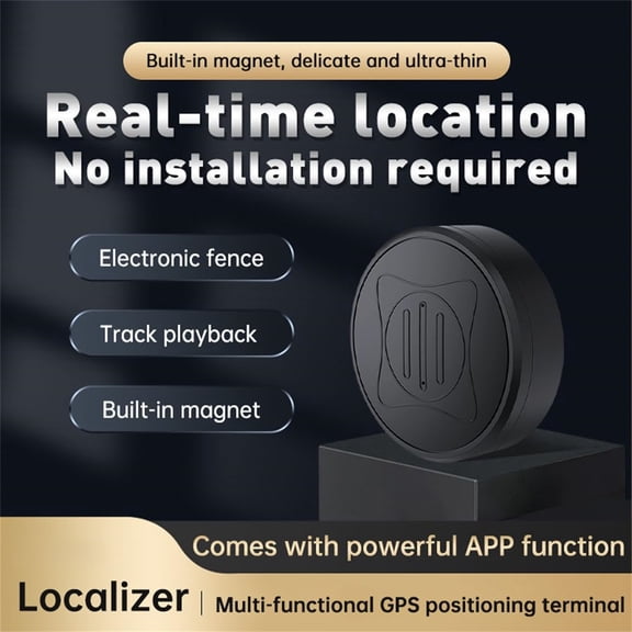 GPS Tracker Magnetic - Real Time GPS Tracking Device No Monthly Fee, Portable Magnetic GPS Locator for Car Truck Vehicle, Worldwide Coverage (Black)