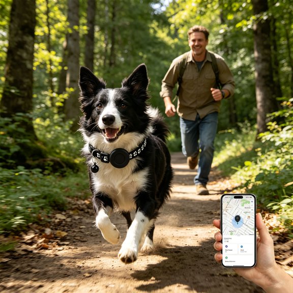 GPS Tracker for Pets with App Location View and Round Collar Tag for Dogs and Cats Weather Ready Housing Tracking Device for Walks and Travel Days for Daily Home Use